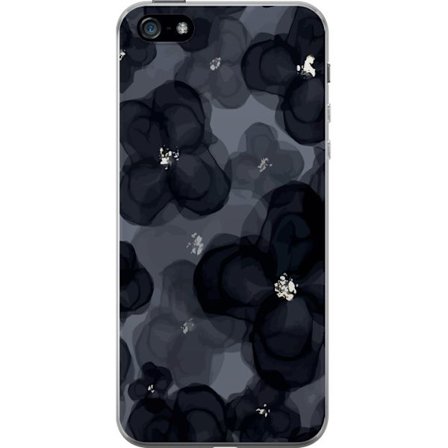 Kompatibelt Mobilskal till Apple Apple iPhone 5 Abstrakt mörkt blommönster i svartgrå toner med elegant och dramatisk känsla