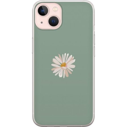 Yhteensopiva Puhelinkuori Apple iPhone 13 mini Vihreä Minimalikukka - tyylikäs kukka vihreällä taustalla