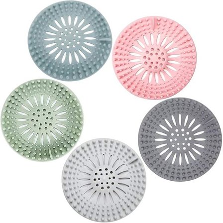 Hår Catcher Gummistopp Duschbrunnsskydd För Badrum, Badkar, Handfat, Badkar, Kök, Diskho, Sil, Avlopp, Plugg, Filter, 5-pack