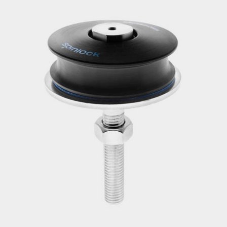 Spinlock 50mm Winchfeeder med trissa i svart aluminium och rostfritt stål för optimal linföring till båtens vinschar.