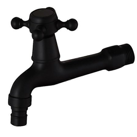 Kran Utomhus Trädgård Svart Mässing Vägghängd Badrum Hörnkran Tvättmaskinskran Bad Toalett Mopp Pool Tappkran