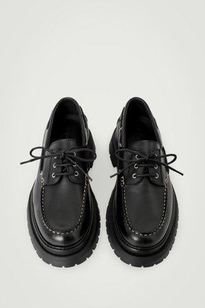 COS Men's Chunky Leather Boat Shoes in Black