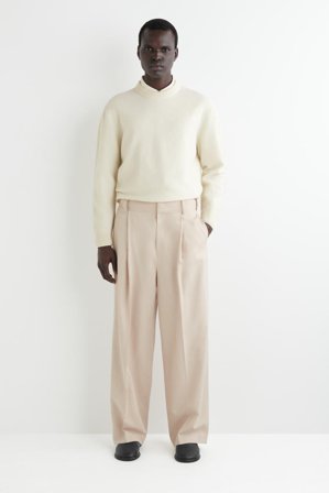 COS Homme Pantalon Large Plissé in Beige