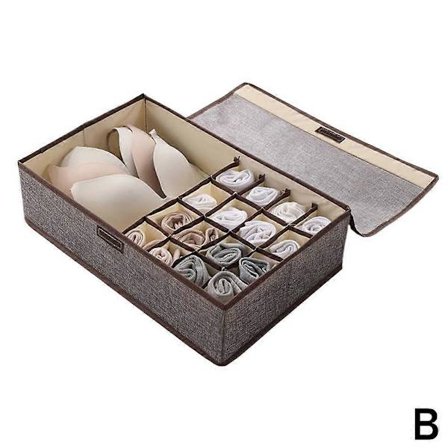 3 i 1 Khaki 17 rom (D) Oppbevaringsboks for undertøy skuff-stil stoff hjem sokker undertøy oppbevaringsboks garderobe for undertøy 