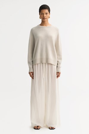 Soft Goat - Boyfriend crewneck - Women cashmere sweater - L - Chalk