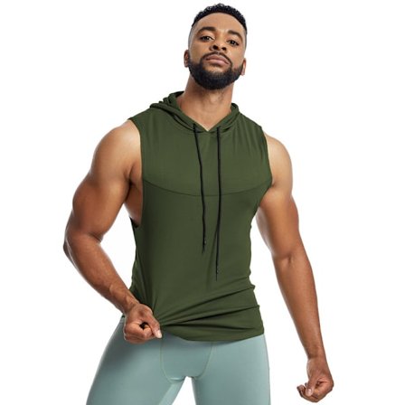 Mænds Trænings-Tanktop med Hætte og Ærmeløs Gym Hoodie