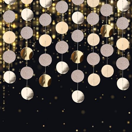 Paper Garland Glitter Round Circle Banner, 4 kappaletta Ripustusjuhlakoristeita syntymäpäivä vauvakutsuille häät joulu (samppanja kulta)