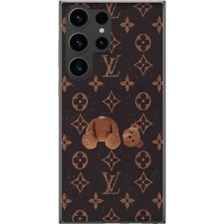 Kompatibel Mobilcover til Samsung Samsung Galaxy S24 Ultra Luksuriøst monogrammønster med knust bamse i mørk modeæstetik