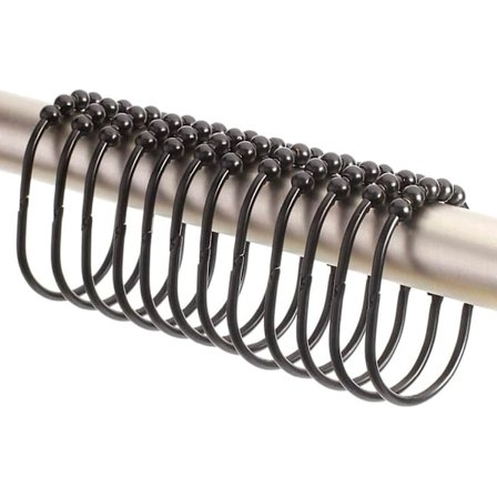 12 stk. bruseforhængsringe badeværelsestilbehør brusebadsstang med cl