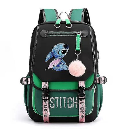 Stitch USB genopladelig skoletaske til drenge og piger