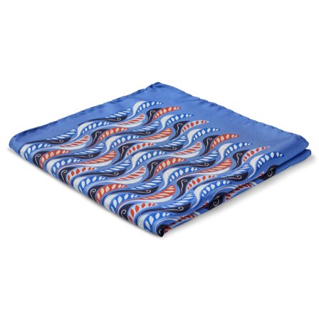 Virtuo | Blå Silkelommeklud med Fjermønster til mænd