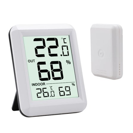 Trådløst Innendørs/Utendørs Termometer og Hygrometer Hvit