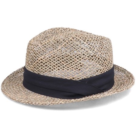Seeberger - Beige - straw - Hat - Trilby Seagras With Trimming Nature/Black Straw Hat - Hatstore