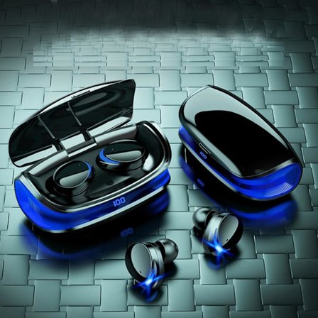 Enkel digital display trådlös Bluetooth TWS-hörlurar headset 5.0 trådlös bilkörning i örat öronsnäckor headset handfr Ipx5 vattentät