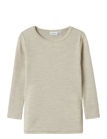 Nmnwax Wool Rib Ls Top Noos Cream Name It