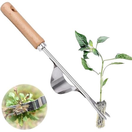 1 st Hand Weeding Tool Rostfritt Stål Hand Weeder med Trähandtag Hand Weeding Tool för Weeding Handtag Maskrosdragare Trädgård Gräsplan