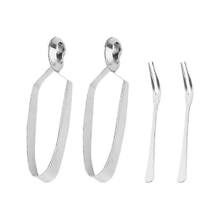4 stk. Rustfrit Stål Sæt Spise Sneglegaffel Snegle Bestik Cocktail Gaffel Escargot Servering Tang Sna