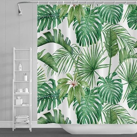 120x180cm Akvarell Gröna Palmblad Duschdraperi Tropisk Sommar Botaniska Växter Bad Gardiner Bananblad Monster Duschdraperi Badrum Gardiner Med Krokar