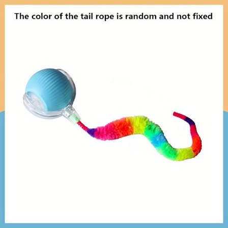 1 Automatisk rullende katteballleke med LED-lys, fargerik hale, USB-oppladbar, bittbestandig, passer alle kattestørrelser - Innendørs interaktiv G[D]