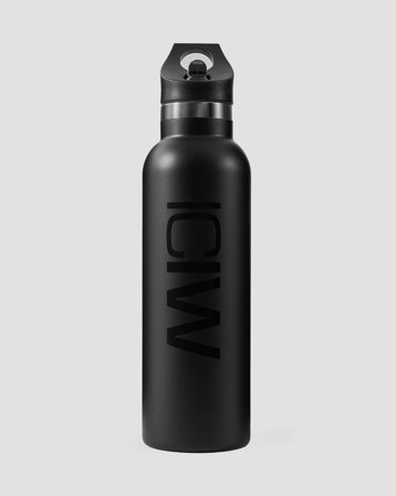 Stainless Steel Water Bottle Black w. Black logo 600ml