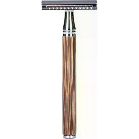 Säkerhetshyvel i valnötsträ för en plastfri våtrakning, skonsam mot huden och miljövänlig | Dam- & herrhyvel