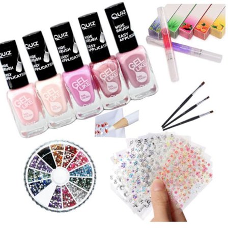 Neglesæt - Dekorationssæt - Neglelak, Rhinestone, Negleklistermærker