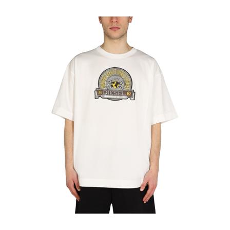 Diesel, T-Shirt With Logo Patch Biały, Mężczyzna, Rozmiar: M