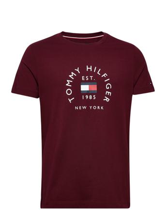 Hilfiger Flag Arch Tee T-shirts Short-sleeved Röd Tommy Hilfiger