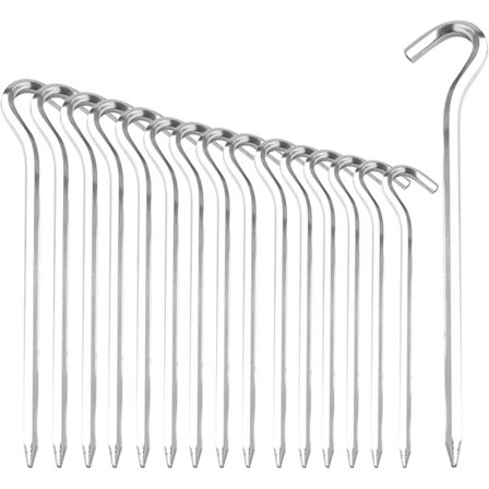 16 stk. 18 cm teltplugger, teltplugger i aluminium for camping, telttilbehør, teltplugger for hardt underlag (16 stk.)