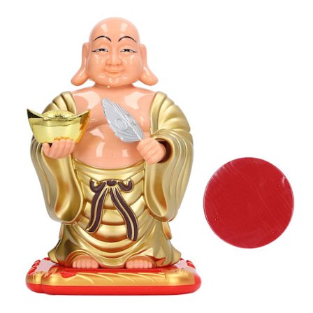 Maitreya Buddha Ornament Swing Solenergi Ljus Induktion Mellanstor Heminredning för Kontor Bilar