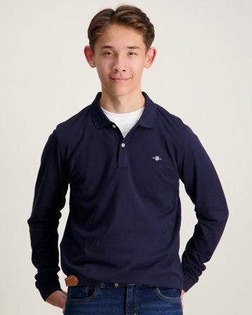 GANT SHIELD LS PIQUE RUGGER Blå Tröjor Kille - Kids Brand Store