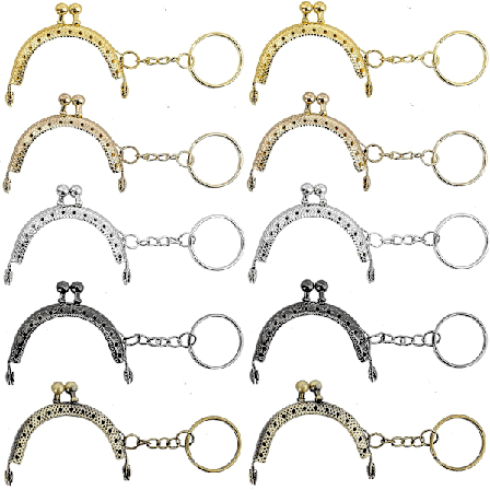 Metal bueformet kys spænde halvcirkelformet lås pung taske ramme spænde spænder håndværk ramme med nøglering til DIY møntpung fremstilling 10 stykker 