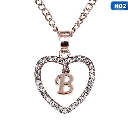Romantisk guld färg Cubic Zirconia kärlek hjärta Crystal hänge brev namn halsband charm