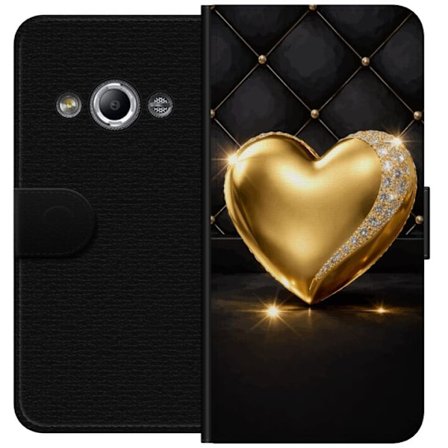 Kompatibelt Lommeboketui til Samsung Galaxy Xcover 3 Gyllent hjerte med diamantkant