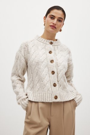 NA-KD x Zoe Liss Cardigan en maille torsadée - Gilets - OffBlanc - S (EU 34-36)