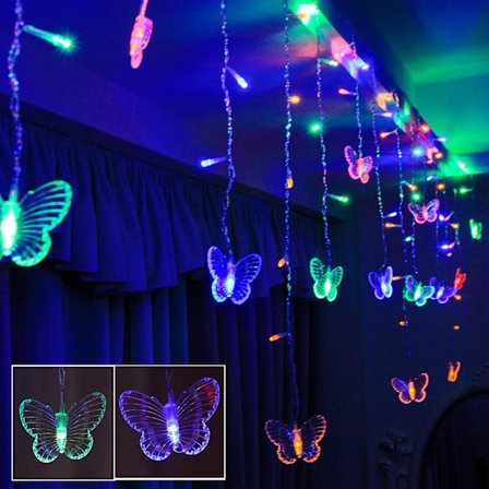 4m Butterfly Ice Strip Curtain Light Christmas Light String Net