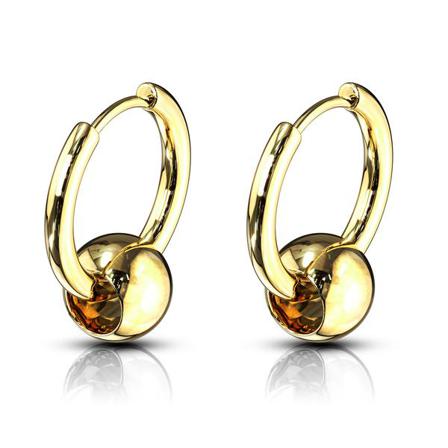 1par 17 Mm Hoops Örhängen I Guld Pläterad 316l Stål Med Kula