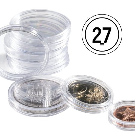 Leuchtturm GRIPS runde møntkapsler til mønt Ø 27 mm - 10 stk.