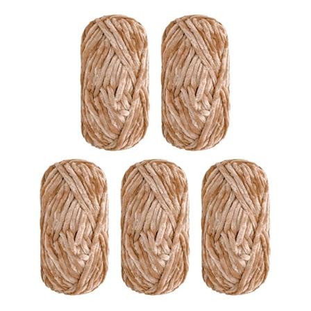 5-pakkaus Superpehmeä Chenille-samettilangasta Neulontalanka Paksu Lämmin virkattu neulontalanka Taidevirkkaus Nukke DIY-laukku Pusero 500g, vaalea 