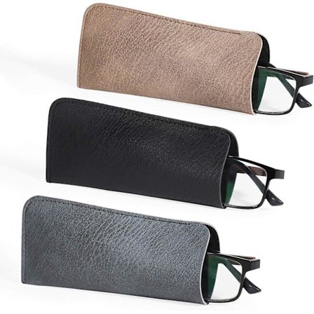 Læderetui 3-pak, Pu læder bløde læsebriller taske brilleetui til kvinder mænd børn