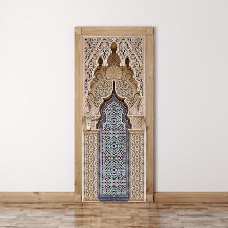 Simulering muslimsk stil 77x200cm 3D dørklistremerkelapp vinkjeller fotoveggmaleri Trompe l'oeil veggklistremerker PVC vanntett tapet for soverom bad 