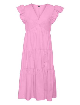 Vmjarlotte Ss V- Nec Calf Slit Dres Wvn Dresses Summer Dresses Rosa Vero Moda*Betinget Tilbud
