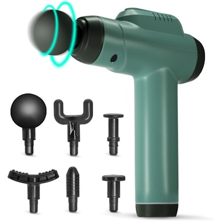 Percussion Massage Gun - Massage Apparat Håndholdt Vibration Dyb Væv Muskel Elektrisk Pistol - Stille Børsteløs Motor - med 6 Massage