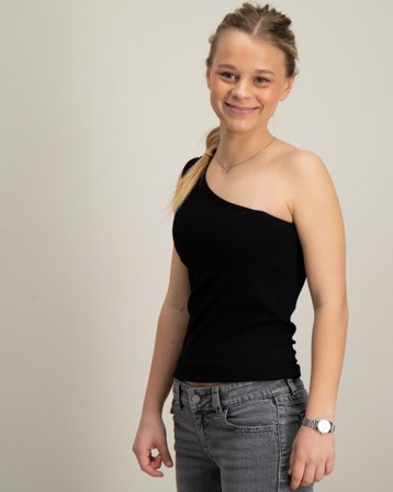 Grunt Gundhil Rib Top Svart Topper/Bluser Jente - Kids Brand Store