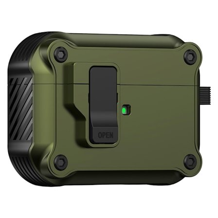 Til AirPods Pro 3 Beskyttende Etui TPU + PC Skal med Krog / Karabinhage - Army