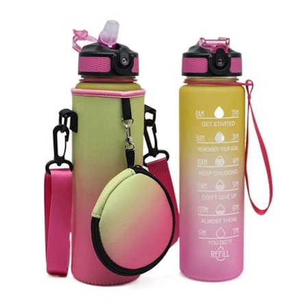 Vattenflaska Sleeve Förvaringsväska GUL&ROSA