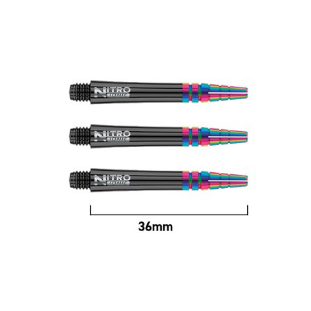 Red Dragon Darts Nitrotech Ionic Shafts 36mm - 2 Sets (6 shafts) Polycarbonate, Black, Blue, Red, Rainbow, Sport Engineered, PVD Coating