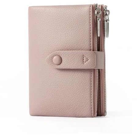 Liten PU-lommebok i skinn - multifunksjonell - dame - rosa