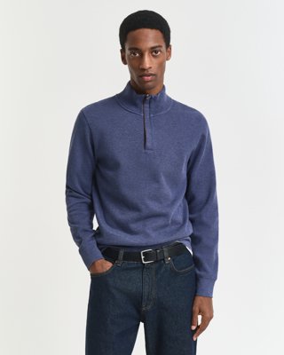 GANT - Collegegenser med half-zip til herre dk jeansblue melange