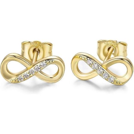 Naisten 925 Sterlinghopea Infinity Riippuvat Korvakorut Infinity Rakkaus Pyöreä Hionta CZ Timantti Naisten